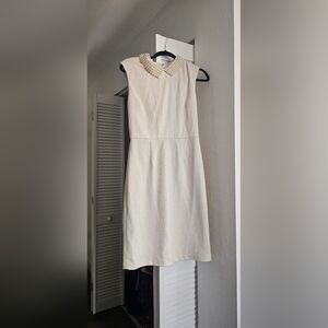 Betsey Johnson White Pleated Strapless Sheath Dress